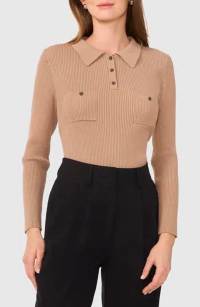 Halogen ® Rib Polo Sweater In Amphora Brown
