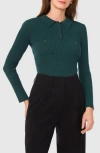 Halogen ® Rib Polo Sweater In June Bug Green