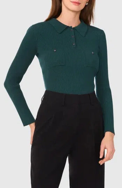 Halogen ® Rib Polo Sweater In June Bug Green