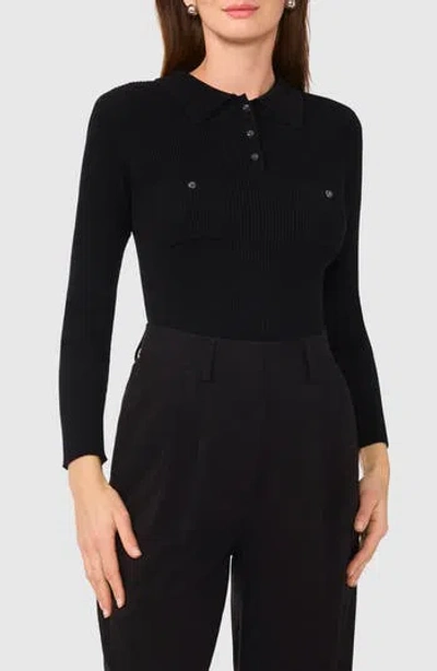 Halogen ® Rib Polo Sweater In Rich Black