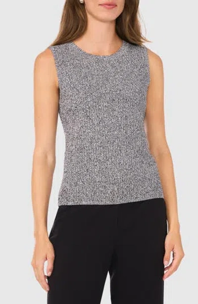 Halogen ® Rib Sleeveless Sweater In Black/white Heather Grey