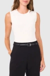 Halogen ® Single Pleat Sleeveless Satin Shell In New Ivory White