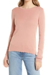 Halogen Ribbed Crewneck Sweater In Pink Glass