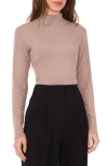 Halogen ® Ribbed Mock Neck Top In Warm Ash Brown