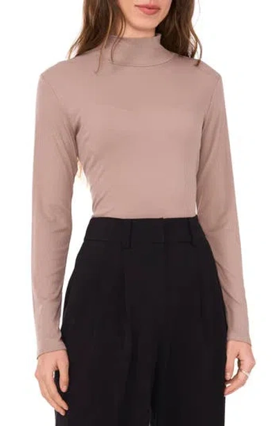 Halogen ® Ribbed Mock Neck Top In Warm Ash Brown