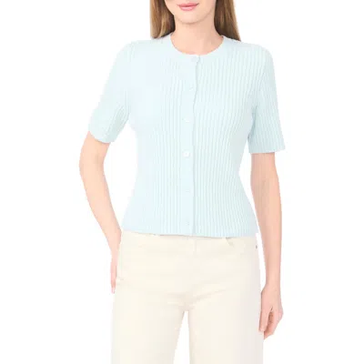 Halogen ® Ribbed Short Sleeve Cardigan In Blue