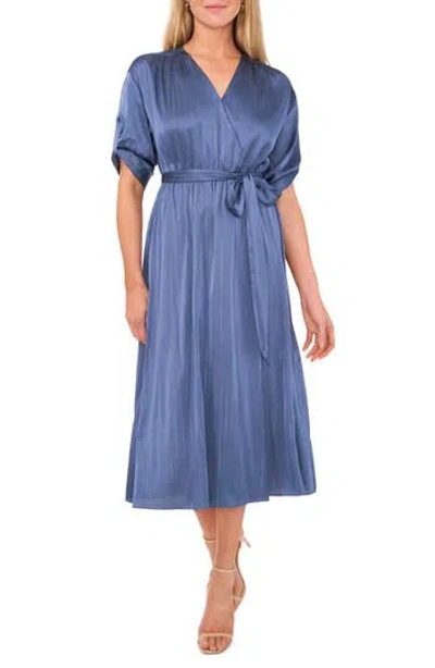 Halogen ® Roll Cuff Faux Wrap Dress In Vintage Indigo Blue