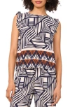 Halogen ® Ruffle Cap Sleeve Top In Blue Fusion Blue Border