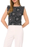 Halogen ® Ruffle Cap Sleeve Top In Rich Black Print