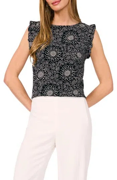 Halogen ® Ruffle Cap Sleeve Top In Rich Black Print