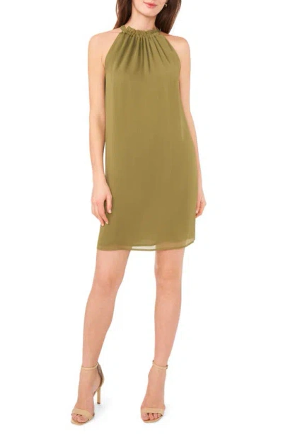 Halogen Ruffle Collar Sleeveless Shift Dress In Capulet Olive Green