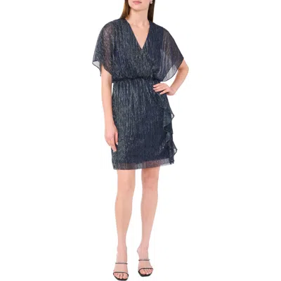 Halogen ® Ruffle Front Metallic Dress In Classic Navy Blue