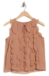 Halogen ® Ruffle Sleeveless Top In Brown