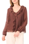 Halogen ® Ruffle Top In Brown