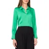 Halogen ® Satin Johnny Collar Popover Top In Green