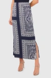 Halogen ® Scarf Print Maxi Skirt In Classic Navy Pattern