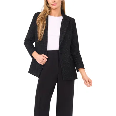 Halogen ® Scribble Print Scrunch Sleeve Blazer In Rich Black 060