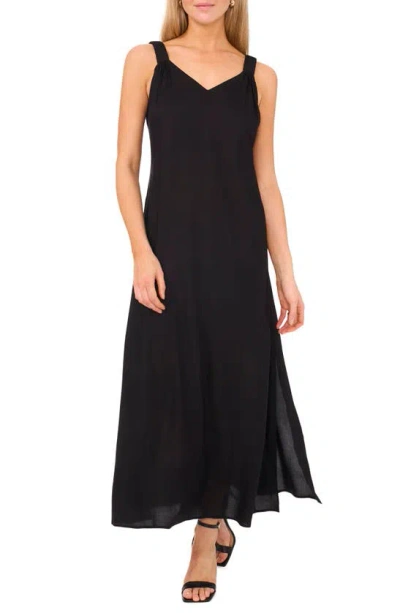 Halogen Scrunched Strap Sleeveless Maxi Dress In Rich Black