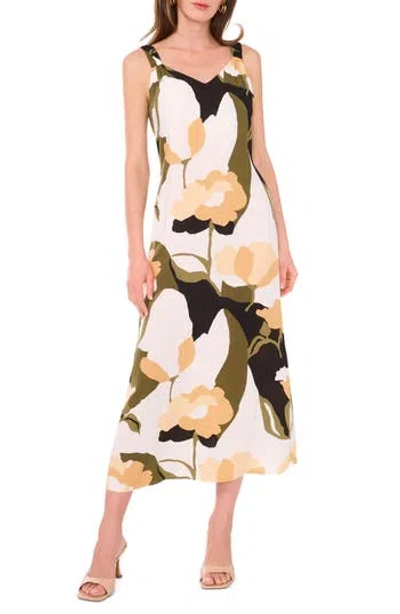Halogen ® Scrunched Strap Sleeveless Maxi Dress In Rich Black Floral