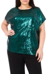 Halogen ® Sequin Cap Sleeve Top In Green