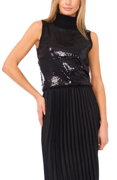 Halogen ® Sequin Turtleneck Sleeveless Sweater In Black
