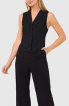 Halogen ® Shawl Collar Crepe Vest In Rich Black