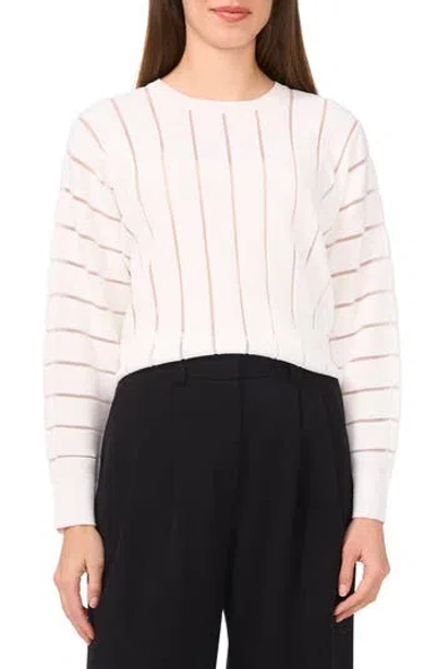 Halogen ® Sheer Stripe Sweater In White