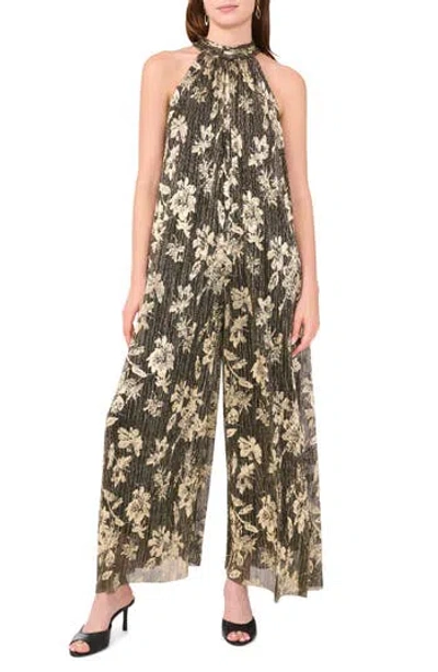 Halogen ® Shimmer Floral Halter Neck Plissé Jumpsuit