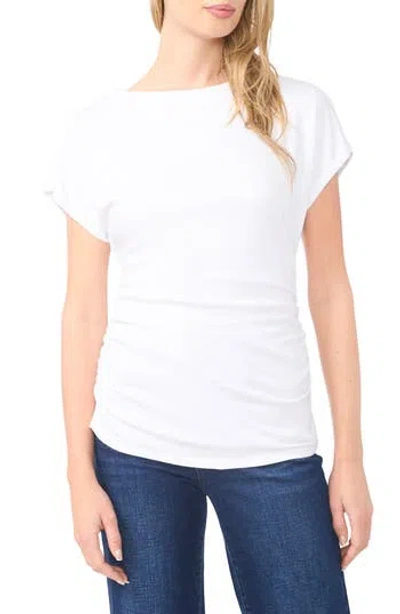 Halogen ® Shirred Dolman Short Sleeve Ponte Top In White