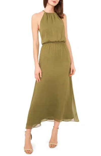 Halogen ® Shirred Halter Neck Dress In Green