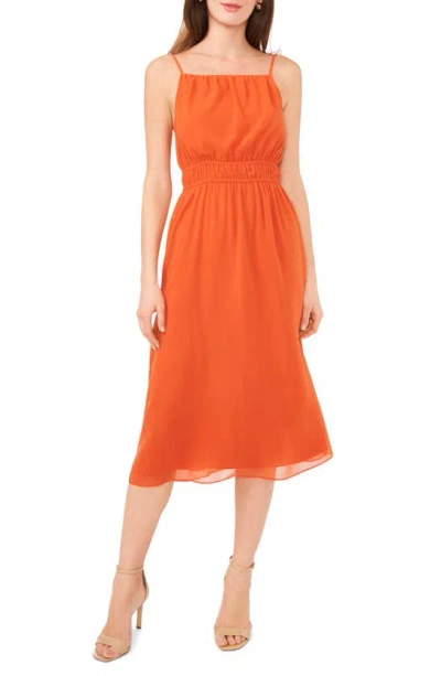 Halogen Shirred Waist Midi Dress In Burnt Orange