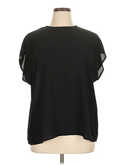 Pre-owned Halogen Short Sleeve Blouse In Black