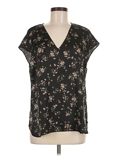 Pre-owned Halogen Short Sleeve Blouse In Black