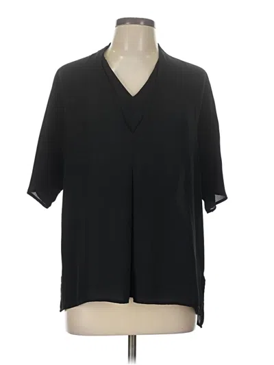 Pre-owned Halogen Short Sleeve Blouse In Black