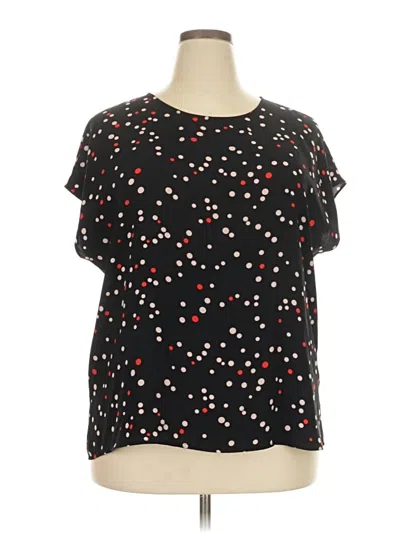 Pre-owned Halogen Short Sleeve Blouse In Black