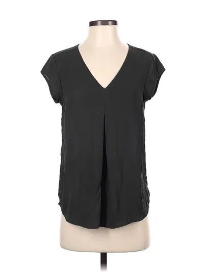 Pre-owned Halogen Short Sleeve Blouse In Black