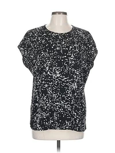 Pre-owned Halogen Short Sleeve Blouse In Black