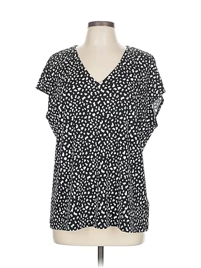 Pre-owned Halogen Short Sleeve Blouse In Black