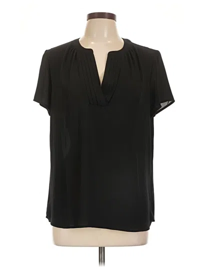 Pre-owned Halogen Short Sleeve Blouse In Black