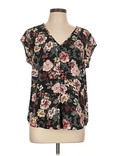 Pre-owned Halogen Short Sleeve Blouse In Black