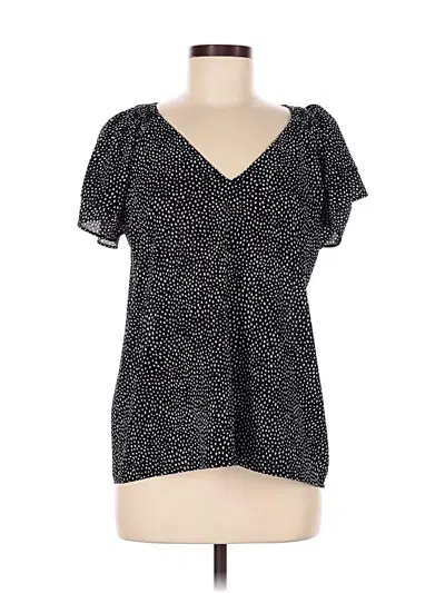 Pre-owned Halogen Short Sleeve Blouse In Black