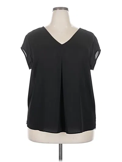 Pre-owned Halogen Short Sleeve Blouse In Black