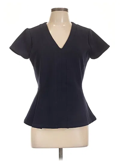 Pre-owned Halogen Short Sleeve Blouse In Black