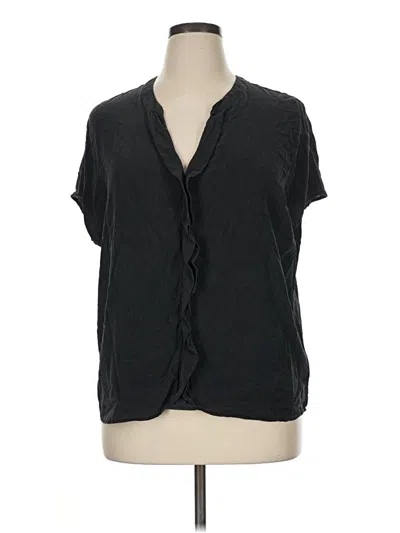 Pre-owned Halogen Short Sleeve Blouse In Black