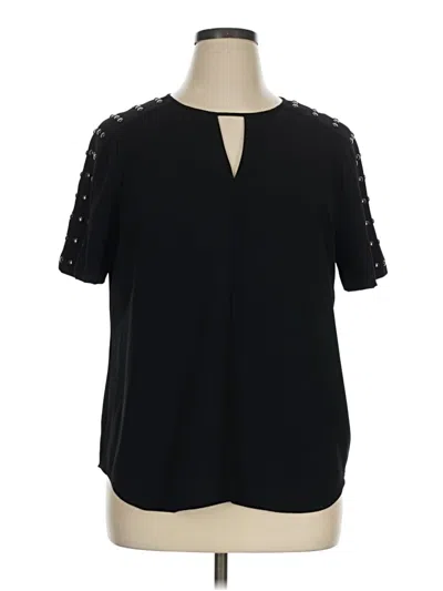 Pre-owned Halogen Short Sleeve Blouse In Black