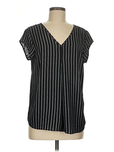 Pre-owned Halogen Short Sleeve Blouse In Black