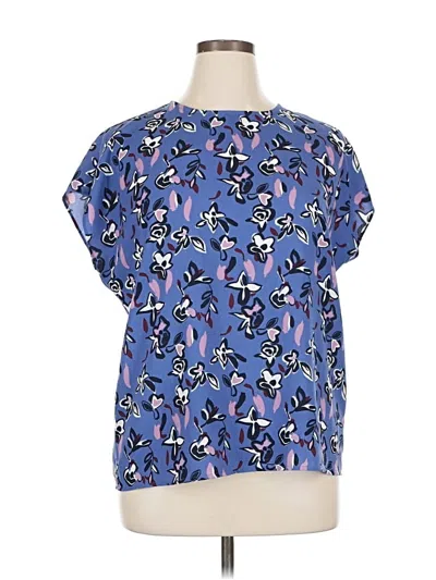 Pre-owned Halogen Short Sleeve Blouse In Blue