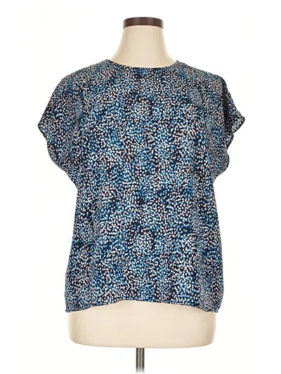 Pre-owned Halogen Short Sleeve Blouse In Blue