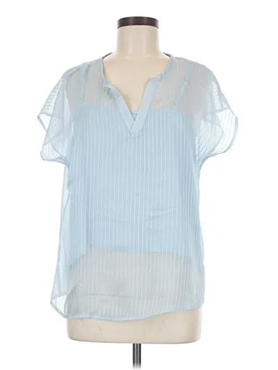 Pre-owned Halogen Short Sleeve Blouse In Blue