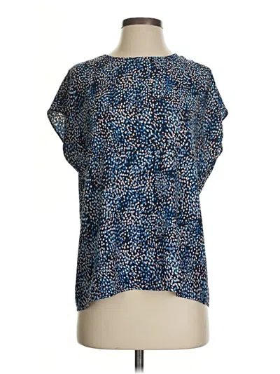 Pre-owned Halogen Short Sleeve Blouse In Blue